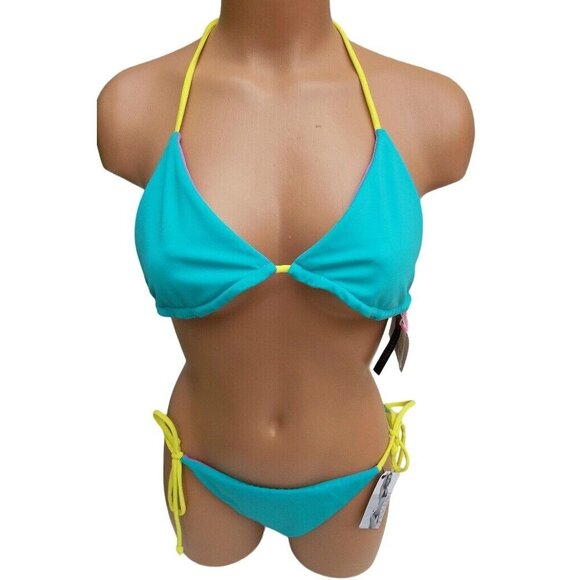 VICTORIA'S SECRET THE ABBIE REVERSIBLE TRIANGLE 2 PIECES SWIMSUIT MD NWT - Picture 2 of 10